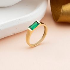 Dainty Emerald Ring, 14K Solid Gold Ring, Genuine Emerald Stacking Ring Women, May Birthstone Ring, Natural Emerald Ring, Emerald Jewelry - Etsy Modern Gold Birthstone Promise Ring, Modern Gold Promise Birthstone Ring, Elegant Emerald Signet Ring For Anniversary, Elegant May Birthstone Signet Ring, Classic Signet Ring For Wedding With May Birthstone, Timeless May Birthstone Ring For Gift, Modern Gold Emerald Birthstone Ring, Modern Gold Emerald Ring With Birthstone, Yellow Gold Crystal Promise Ring With Polished Finish