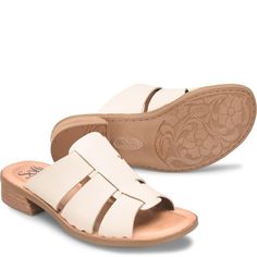 Almeda | Sofft Shoe Casual Summer Clogs With Stitched Sole, Classic Slides With Leather Footbed For Spring, Casual Summer Mules With Stitched Sole, Casual Leather Footbed Sandals For Spring, Casual Leather Footbed Slip-on Sandals, Casual Leather Slides With Leather Footbed, Spring Leather Slides With Stitched Sole, Leather Slides With Stitched Sole For Spring, Casual Slip-on Sandals With Leather Lining