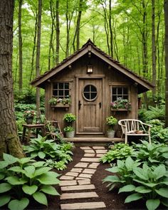 Small Outdoor Shed Ideas, Witch Cottage She Shed, Witchy She Shed, She Shed Library, Sheshed Ideas Interior, She Sheds Ideas, Pretty Sheds, Garden Shed Exterior Ideas