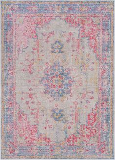 Antioch AIC-2306 Violet Bright Pink Garnet Medium Gray Lavender Yellow Sea Foam Area Rug by Surya main image Dorm Bed Skirts, Dorm Headboard, Surya Rug, Traditional Style Homes, Light Blue Rug, Updated Traditional, Surya Rugs, Dorm Bedding, Bedroom Accessories