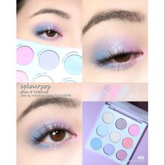 Colourpop "In a Trance" eyeshadow palette In A Trance Colourpop Looks, Periwinkle Eyeshadow, Colourpop In A Trance, Colourpop Tutorial, Eyeshadow Looks Colorful, Pastel Makeup, Dusty Lilac, Colourpop Makeup