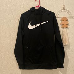 Black Nike Hoodie, Mens Small. This Would Fit A Longer Torso Well. Nike Black Hooded Top, Nike Black Hoodie Top, Nike Black Hoodie For Fall, Nike Black Hoodie Sweatshirt, Nike Black Hoodie For Winter, Nike Black Sweatshirt For Sports, Nike Black Hooded Hoodie, Nike Black Sweatshirt With Drawstring Hood, Black Nike Hooded Hoodie