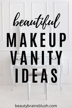 Makeup Shelf Ideas Bedroom, Makeup Display On Vanity, Vanity Makeup Ideas, Makeup Vanities Ideas, Black And White Vanity Makeup, Makeup Studio Ideas Small Spaces, How To Make A Vanity, Black Vanity Set Up Ideas, Diy Vanity Ideas