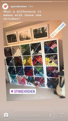 a display case filled with lots of different colored crochets