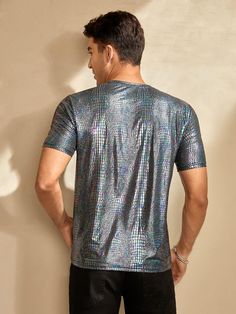 This stylish men’s short sleeve shirt features a silver crocodile print on a classic cotton design. Its comfortable fit and lightweight fabric makes it perfect for any occasion. Perfect for casual events or dressy evenings, this shirt is sure to stand out in any wardrobe. 100% Polyester Imported Pull On closure Machine Wash Fabric has slight stretch and is comfy to wear Brand Size Chest Waist S 43.7 40.6 M 45.7 42.5 L 48.7 45.5 XL 51.7 48.5 XXL 54.6 51.5 Fitted Silver T-shirt With Short Sleeves, Casual Short Sleeve Shirt For Party, Casual Short Sleeve Party Shirt, Silver Short Sleeve T-shirt For Summer, Black Tie Affair, Winter Knit Hats, Crocodile Print, Silver Man, Online Clothing Stores