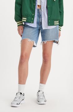 Looser and slouchier than typical 501s, these '90s-inspired shorts are made from nonstretch denim and distressed at the hems for an authentic lived-in look. 7 1/2" inseam; 21 1/2" leg opening; 10 1/2" front rise; 16 1/2" back rise Button fly Five-pocket style 100% cotton Machine wash, tumble dry Made in Turkey Feeling The Music, 90s Denim, Cutoff Shorts, Denim Cutoff Shorts, Levi's 501, Denim Cutoffs, 90s Inspired, Levis 501, Cut Off Shorts