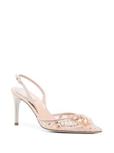 René Caovilla 80mm crystal-embellishment Slingback Sandals - Farfetch Pink Embellished Sandals For Galas, Pink Slingback Pumps With Heel Strap For Gala, Pink Slingback Pumps For Gala With Heel Strap, Pink Embellished Sandals For Gala, Luxury Embellished Slingback Pumps For Events, Luxury Blush Heels For Formal Occasions, Embellished Slingback Heels For Gala, Elegant Pink Slingback Pumps For Gala, Luxury Embellished Slingback Sandals