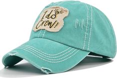 Price includes all 4 hats! Colors – Bride in White / I Do Crew in Orange, Turquoise, Distressed Black (gray) 100% cotton Distressed applique with embroidered text design High-quality contrast stitching Six-panel style Adjustable hook and loop closure that's ponytail-friendly Sewn eyelets for premium look Button top detail Crafted by KB Ethos Pre-curved visor that's ready to wear from day one Washed details Adjustable band means one size fits most, no matter the size of your head (or your curls) Casual Cotton Trucker Hat With Embroidered Patch, Cotton Hats With Letter Patch, One Size Fits Most, Cotton Hats With Letter Patch, One Size, Casual Cotton Hat With Embroidered Patch, Green Cotton Hat, Trendy Cotton Green Trucker Hat, Trendy Green Cotton Trucker Hat, I Do Crew, Embroidered Text