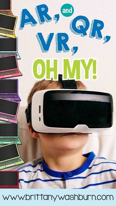 a young boy is wearing a virtual headset