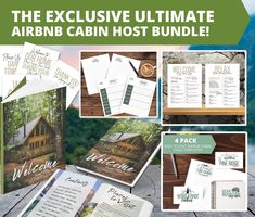 an open book with the words welcome to cabin host bundle