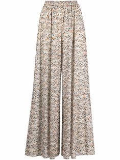 multicolour all-over graphic print wide leg elasticated waistband floor-length Printed Trousers, Bell Bottom Pants, Bell Bottoms, Bottoms Pants, Floor Length, Graphic Prints, Womens Bottoms, Fashion Branding, Wide Leg