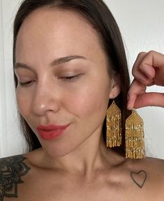 Gold Seed Bead Earrings Gold Beaded Earrings Fringe Bead Earrings Dangle Earrings Evening Earrings Boho Earrings Chic Earrings Gift for Her - Etsy Poland Gold Beaded Earrings With Dangling Beads As Gift, Gold Beaded Dangling Earrings As Gift, Gold Beaded Dangle Earrings For Gifts, Gold Fringe Chandelier Earrings As Gift, Gold Beaded Drop Earrings With Beaded Chain, Gold Beaded Drop Earrings With Dangling Beads, Gold Tassel Earrings With Round Beads, Gold Beaded Chain Drop Earrings, Gold Chandelier Earrings With Gold Beads