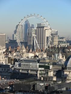 an aerial view of the london eye and surrounding buildings