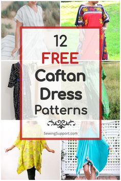 twelve free capen dress patterns with text overlay