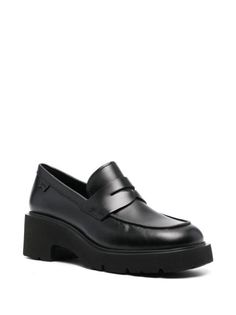 Modern Slip-on Leather Shoes With Lug Sole, Modern Slip-ons With Lug Sole And Round Toe, Chunky Black Shoes, Leather Loafers Women, Camper Shoes, Chunky Loafers, Formal Loafers, Chunky Shoes, Rugged Style