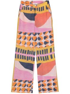 Ba&Sh Mallory wide-leg Trousers - Farfetch Wide Leg Bottoms With Geometric Pattern For Spring, Spring Abstract Print Wide Leg Bottoms, Chic Multicolor Pants With Pockets, Multicolor Ankle-length Wide Leg Pants With Pockets, Chic Multicolor Wide Leg Pants For Work, Multicolor Abstract Print Wide Leg Bottoms, Multicolor Wide Leg Bottoms With Abstract Print, Multicolor Wide Leg Summer Work Pants, Summer Workwear Multicolor Wide Leg Pants