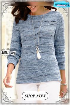 Plain Crew Neck Sweater Sleeves Sweater, Oversized Pullover, Dresses By Length, Pattern Sweater, Casual Sweaters, Fitted Sweater, Clearance Sale, Blue Sweaters, Knit Patterns