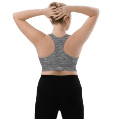 RETURNING Favorite Print Alert...familiar... yet different's SPRING 2023 Athleisure Collection is chock-full of Functional-yet-Fashionable pieces including these Long-Line Sports Bras...Our Long-Line Sports Bras are the perfect workout tops for any fitness routine. The compression fabric along with a double-layered front and shoulder straps ensure support during your HIIT routine, Yoga session or out for a Run. Wear it while exercising or style it as streetwear in or out of the gym!Level Up and Gray Stretch Activewear In Sporty Style, Gray High Stretch Go-dry Activewear, Gray High Stretch Casual Sports Bra, Gray Stretch Sweat-resistant Activewear, Gray Sweat-resistant Activewear, Gray Functional Sports Activewear, Gray Sweat Resistant Sportswear, Gray Sweat-resistant Sportswear, Gray Activewear With Medium Support For Sports Season