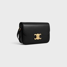 CLASSIQUE TRIOMPHE BAG IN SHINY CALFSKIN - BLACK | CELINE Classique Triomphe Bag, Triomphe Bag, Crossbody Bag Outfit, Celine Triomphe, Celine Bags, Burgundy And Gold, New Sneakers, New Fragrances, Day Bag