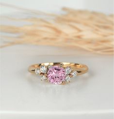 "A simple and elegant Natural Light Pink Sapphire (1.08ct)  and  Diamond ring in 9ct/14ct/18ct yellow, rose, white gold or platinum It is a perfect choice for those who are looking for a dainty engagement ring. It is also a great gift for Christmas, Valentine's day, birthday, anniversary or for celebration any special occasion. ✯ Free UK and USA shipping ✯ ✯ No Custom Charges for USA orders ✯ If you have any additional questions about this item, just hit the \"Ask a Question\" button (just to th Classic Morganite Diamond Ring In Yellow Gold, Yellow Gold Morganite Wedding Ring With Prong Setting, Classic Pink Cluster Ring With Prong Setting, Classic Pink Cluster Ring For Anniversary, Classic Pink Diamond Cluster Ring, Classic Rose Gold Cluster Ring With Prong Setting, Classic Pink Gold Diamond Ring For Anniversary, Classic Pink Gold Ring With Round Cut, Classic Rose Gold Cluster Ring With Rose Cut Diamonds