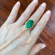 Description: 18k Yellow Gold Oval Jade Women Ring Item No.: R00258 Metal Type: 18k Solid Real Gold, Not Filled Or Plated Metal Color: Yellow Gold Type Of Stone: Jade And Cubic Zirconia Measurement: Size 6.5. Jade: 19 X 13 Mm. Top: 23 X 15 Mm Approximate Weight: 6.4 Gram(S) Brand New With Box Exquisite Oval Emerald Ring, Exquisite Oval Emerald Ring In Yellow Gold, Luxury Oval Yellow Gold Emerald Ring, Luxury Oval Emerald Ring In Yellow Gold, Elegant Oval Emerald Ring In Yellow Gold, Elegant Yellow Gold Oval Emerald Ring, Luxury Yellow Gold Emerald Ring With Oval Cabochon, Luxury Oval Hallmarked Emerald Ring, Oval Emerald Ring In Yellow Gold With Prong Setting