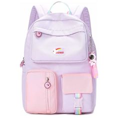 Material:The Girl Backpack Is Made Of 15 Stretch Silk Composite Fabric With Polyester, The Lining Is Soft And Looks Cute, The Waterproof Bookbag Girl Prevents Your Stuff From Getting Wet, It Won't Fade, It's Odorless, And It's Environmentally Friendly. It Protects The Contents Of Your Pack From The Drizzle. Girls Backpack Size: 12"*6"*17" (L, B, H), Weight: 1.2lb, It Has 12 Pockets In Total, Which Can Meet All The Needs Of Elementary And Junior High Schools. Space: The Girls Backpacks Have The M Purple Kawaii Student Bag, Purple Kawaii Bag For Students, Kawaii Purple Backpack For Everyday Use, Trendy Purple Back-to-school Bags, Purple Rectangular Backpack For Students, Trendy Purple Bags For Back To School, Purple Rectangular Backpack For Study, Rectangular Purple Backpack For Study, Casual Purple Bag