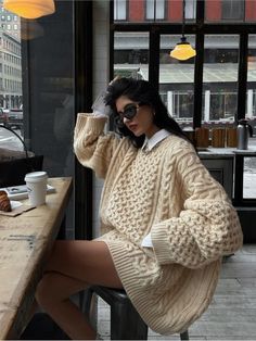 Texture Loose Knitted Sweater Round Neck Casual Twists Pullover Sweaters Women's Vintage Thickened Elegant Mini Dress, Long Sleeve Knitted Cardigan, Lace Formal Dress, Winter Tops, Pullover Sweater Women, Women Sleeve, Fashion Streetwear, Casual Sweaters, One Piece Dress