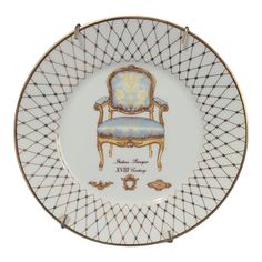 a plate with an ornate chair on it