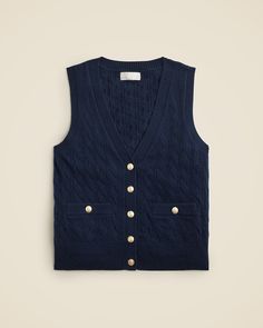 J.Crew: Cashmere Cable-knit Sweater-vest For Women Usa Swimming, Vest Outfit, Sweater Vest Women, J Crew Men, Linen Shop, Jcrew Women, Suit Shop, Style Guide, Sweater Vest