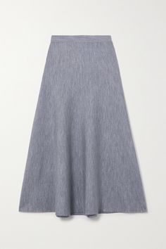 Gabriela Hearst's 'Freddie' skirt is made from a blend of wool, cashmere and silk notable for its wonderfully soft handle. Designed in a classic A-line silhouette, it has a fitted waist that falls to a slightly fluted hem. Style yours with a tucked-in turtleneck. Vibrant Clothes, Gray Cashmere, Silk Midi Skirt, Cotton Midi Skirt, Latest Skirts, Gabriela Hearst, Knit Midi Skirt, Uniform Fashion, Black Midi Skirt