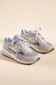 Saucony Shadow 6000 Sneakers | Anthropologie Tie Styling, Saucony Sneakers, Saucony Shadow, Round Toe Sneakers, Saucony Shoes, Textile Logo, Swag Shoes, Tie Styles, Sneakers Grey