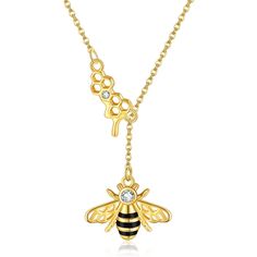 PRICES MAY VARY. 🌸🐝 **Guardians of Nature: The Dance of Bees Among Flowers** .Every day, bees tirelessly flit among flowers, bringing us sweet honey.Their hives are marvels of nature, and each drop of honey represents their ceaseless effort.This bee honeycomb necklace is a perfect gifts for bee lovers. 🌸🐝 Bee Necklace Material : 925 sterling silver plated with gold bee Jewelry fashion, classic and cute. Lead-Free & Nickel-Free, Hypoallergenic and Safety for sensitive skins women. 🌸🐝 Bee Pe Gold Bee Necklace, Bee Accessories, Honeycomb Jewelry, Honeycomb Necklace, Bee Honeycomb, Bee Jewelry, Bee Pendant, Gold Bee, Bee Gifts