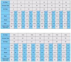 the size and weight chart for women's shoes