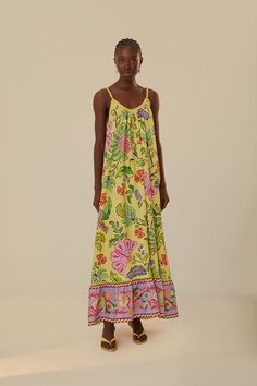 Yellow Maxi Dress, Delicate Embroidery, Farm Rio, The Farm, Yellow Floral, Floral Maxi Dress, Summer 2024, Fashion Prints, Round Neckline