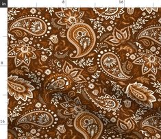 a brown and white paisley print fabric