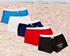 Groomsmen's swim trunks or just a boy's party swims, you got them all here!In many colors, designs & customized text.Find the phrase that suits you and your squad's personalities, then pair them together in style. ☆☆CUSTOMIZED TRUNKS☆☆☆Perfect for bachelor, birthday pool parties and ANY EVENTS!Our swimsuits are customized with Heat Press Vinyl ! ☆SIZE☆ S, M, L, XL☆COLORS☆WHITE, BLACK, RED, NAVY BLUE, LIGHT BLUEProcessing time 2-5 Business days. Please order Your Swim Trunks in advanceShipping :F Letter Print Swimwear For Beachwear, Blue Swimwear For Summer Sports Events, White Letter Print Stretch Swimwear, White Stretch Swimwear With Letter Print, Stretch White Swimwear With Letter Print, Summer Sports Event Shorts With Letter Print, Letter Print Shorts For Sports Events In Summer, Summer Sports Shorts With Letter Print, Athletic Shorts With Letter Print For Summer Sports Events