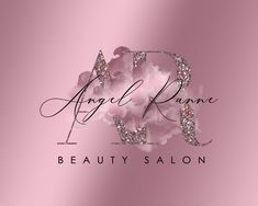 the logo for angell ramon's beauty salon, with pink flowers on it