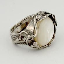 Hadar Jewelry Handcrafted Sterling Silver mop Ring size 8 (1881mop) Wide Silver Ring, Unisex Ring, Silver Filigree, 925 Silver Rings, Pearl Ring, Sterling Silver Ring, Handcrafted Jewelry, Mother Of Pearl, Beautiful Jewelry