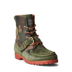 PRICES MAY VARY. Rounded toe with hand-stitched detailing. Polo Boots, Polo Ralph Lauren Shoes, Ranger Boot, Camo Boots, Lug Sole Boots, Canvas Boots, Ralph Lauren Shoes, Classic Boots, Mens Shoes Boots