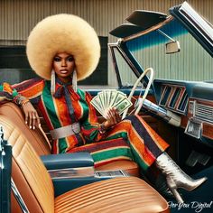 Retro Style Black Women, 70s Black Women Fashion, Soul Train Fashion, Authentic 70s Fashion, Large Afro, 70s Black Women, 70s Photoshoot, Digital Art Inspiration, 70s Mode