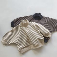 An extra layer of sweater means extra warmth for your little one! Let's make that a striped sweater too Baby Fits, Shower Bebe, Casual Sweater, Kids Clothes Boys, Striped Turtleneck, Girls Stripes, Baby Outfits, Casual Sweaters