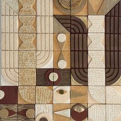 an abstract painting with brown, white and beige designs on it's surface is featured in this image