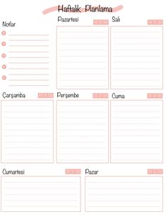 the printable meal planner is shown in pink