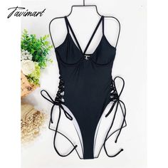 Tavimart New Sexy Lace Up Underwired One Piece Swimsuit Women Solid Swimwear Female Backless Monokini Bather Bathing Suit Swim Lady Backless Bathing Suits, Backless One Piece Swimsuit, Womens Pleated Skirt, High Cut Swimsuit, Womens Prom Dresses, Swimsuit Women, Monokini Swimsuits, Costume Intero, Blue Swimsuit