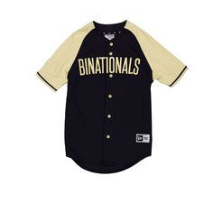 a baseball jersey with the word binnationals on it, in yellow and black