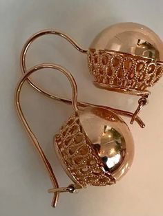 Vintage 14K Russian Earrings "Balls" without stone 583 With Star Rose Gold Soviet Retro Women's jewelry $595.00 | Buy online with delivery Russian Earrings, Antique Urn, Russian Jewelry, Gift For Woman, Retro Women, Women's Jewelry, Vintage Gifts, Base Metal, Bling Bling