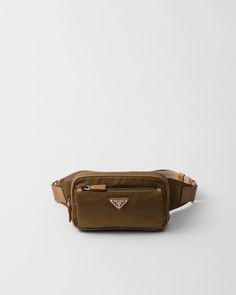 Cork Beige Re-nylon And Leather Belt Bag | PRADA Luxury Nylon Bags With Logo Patch, Luxury Leather Bag With Logo Patch, Luxury Leather Bags With Logo Patch, Re Edition Prada, Nylon Belt Bag, Bag Prada, Luggage Bags Travel, Messenger Bag Backpack, Mens Travel Bag