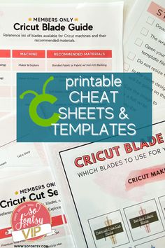 printable sheet sheets and templates for cricut blades to use for projects