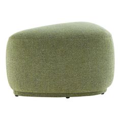 a green ottoman that is sitting on the floor