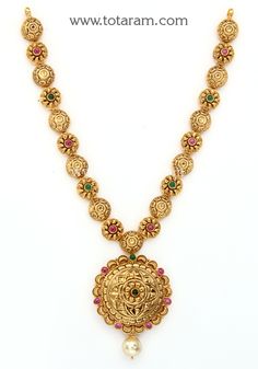 22 Karat Gold Necklace with Beads & Japanese Culture Pearl  (Temple Jewellery) - 235-GN4277 - in 22.250 Grams for USD $1733.24. 
Made in India by Totaram Jewelers Online this product is in Gold - 22 Karat BIS Hallmark 916 KDM Gold  & is an excellent gift for Adult - Women. Ships fully insured with secured guaranteed delivery for free with your order over $250 from New Jersey USA & comes with 30 days exchange policy. 22k Gold Round Kundan Temple Jewelry Necklace, 22k Gold Round Temple Necklace For Puja, 22k Gold Temple Jewelry Necklaces, Yellow Gold Temple Necklace For Festive Season, Festive Yellow Gold Temple Necklace, 22k Gold Temple Jewelry Necklace For Diwali, 22k Gold Diwali Temple Jewelry Necklace, 22k Gold Round Temple Necklace For Festive Occasions, Diwali 22k Gold Temple Jewelry Pearl Necklace